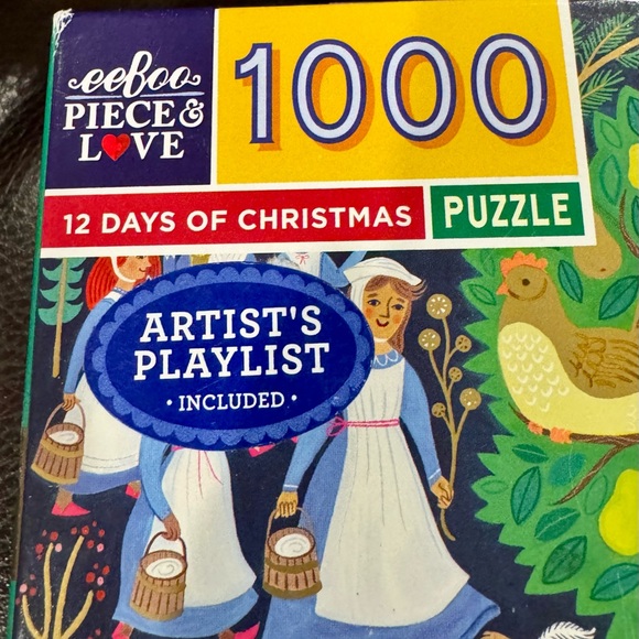Eeboo 1000 piece jigsaw puzzle - 12 Days of Christmas - no missing pieces - Picture 4 of 6